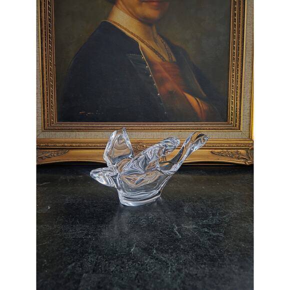 Vintage 1950s-70s Kanawha UV Reactive Freeform Art Glass Bird Dish 8.25" - Picture 3 of 8